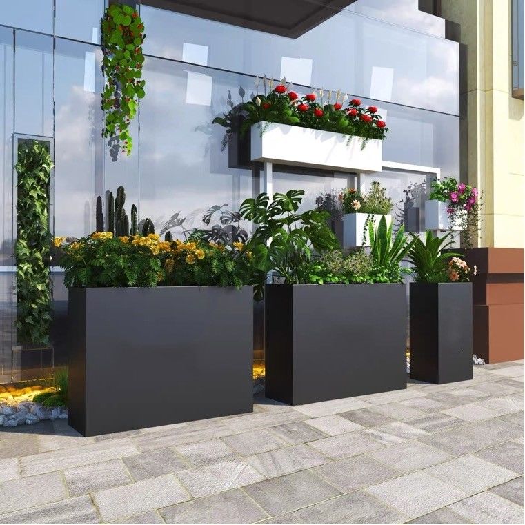 Smooth Surface Decorative Metal Flower Pots High Durability Stainless Steel Material
