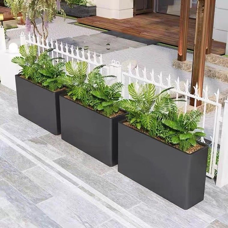 Smooth Surface Decorative Metal Flower Pots High Durability Stainless Steel Material